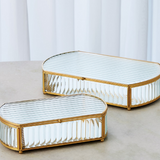 Reeded Glass Oval Box