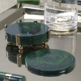 Spiga Green Coasters Set on Gold Stand