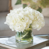 Hydrangea Arrangement in Leaf Lined Glass