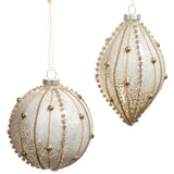 Gold beaded ornament with diamonds