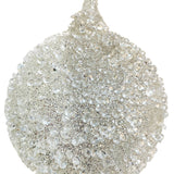 Silver Beaded Glass Ball Ornament