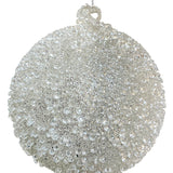 Silver Beaded Glass Ball Ornament