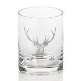 Stag Head Design Double Old Fashioned Glass