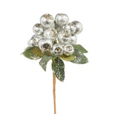 Glittered Silver Crabapple Pick