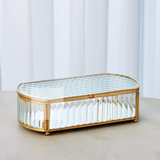 Reeded Glass Oval Box