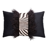 Velvet Ostrich Trim Lumbar Pillow