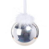 Silver Ornament with White Feather