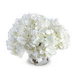 White Hydrangea in Tapered Glass Vase