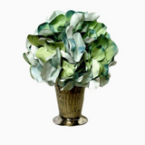 Glass Julep Cup Hammered Artificial with Blue Hydrangea