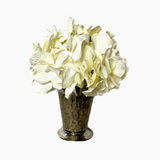 Glass Julep Cup Hammered with Artificial Cream/White Hydrangea