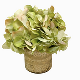 Antique Gold Vase with Artificial Light Green Hydrangea
