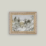 Snowy Stroll Framed Antique Art