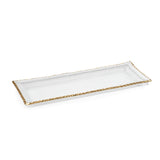 Clear Textured Rectangular Tray with Jagged Gold Rim